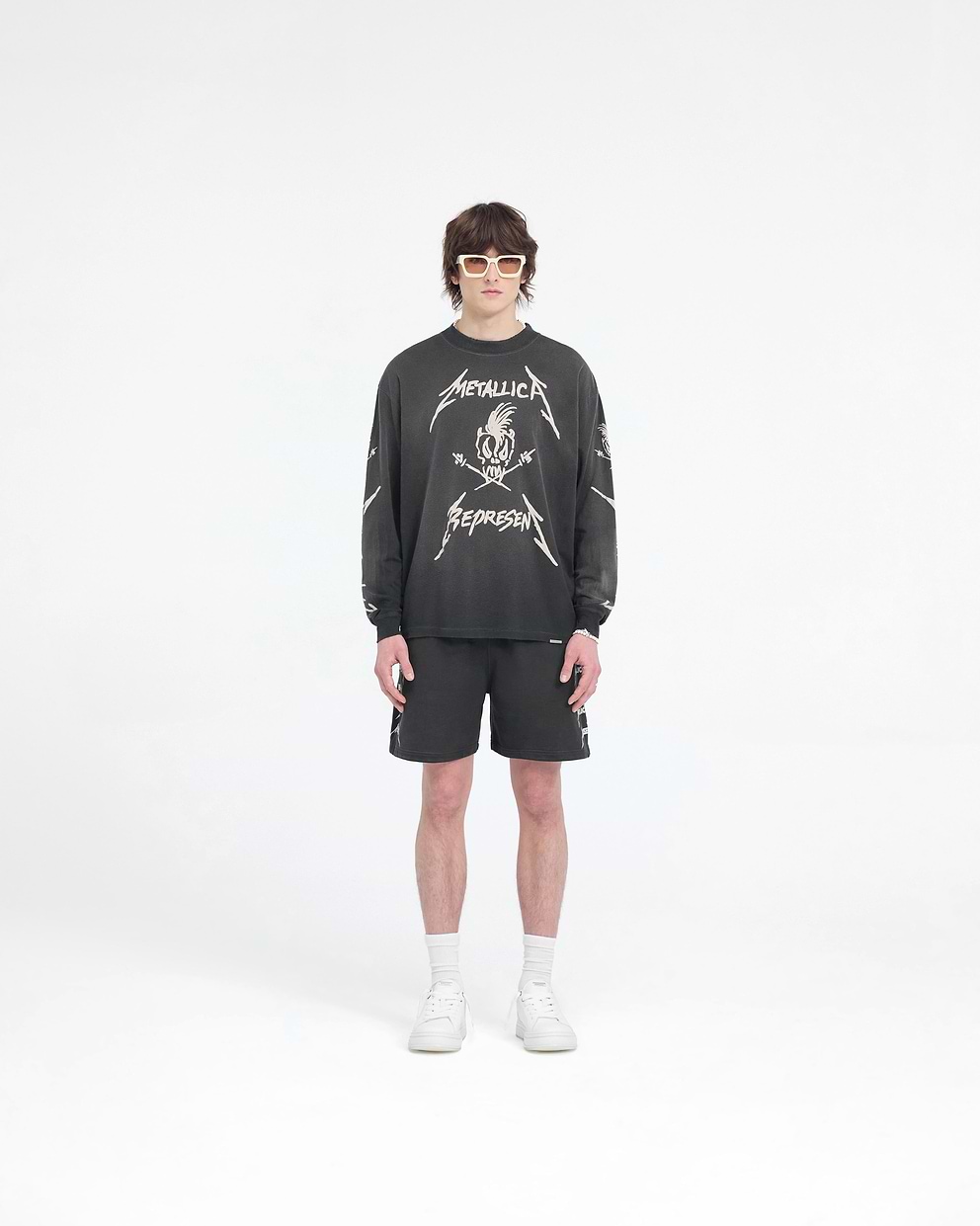 Represent X Metallica™️ Garage Inc Long Sleeve T-Shirt - Stained Black